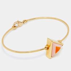 Pre Owned Fendi Pink/Orange Resin Rainbow Pyramid Gold Tone Bracelet M