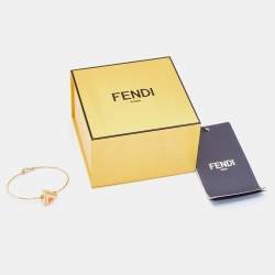 Pre Owned Fendi Pink/Orange Resin Rainbow Pyramid Gold Tone Bracelet M