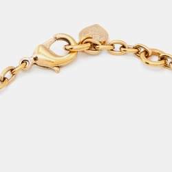 Pre Owned Fendi Logo Charm Gold Tone Bracelet