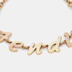 Pre Owned Fendi Logo Charm Gold Tone Bracelet