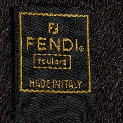 Pre Owned Fendi Vintage Brown Logo Wool Scarf