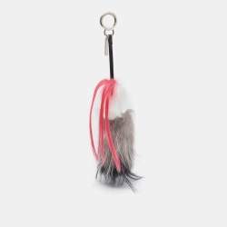 Pre Owned Fendi Multicolor Fox & Mink Fur Karlito Bag Charm