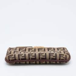 Pre Owned Fendi Tobacco Zucchino Canvas Key Chain Pouch