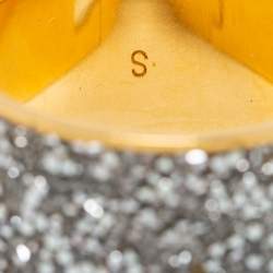 Pre Owned Fendi Fendista Crystals Gold Tone Wide Cuff Bracelet S