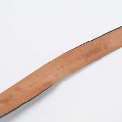 Pre Owned Fendi Black Leather Round Buckle Belt Size 95CM