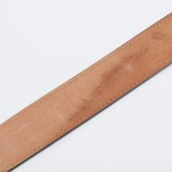 Pre Owned Fendi Black Leather Round Buckle Belt Size 95CM