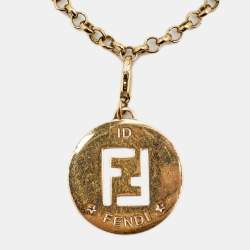 Pre Owned Fendi Vintage Gold Tone Identification Charm Bracelet