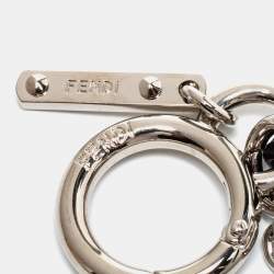 Pre Owned Fendi White Fur Karlito Key Ring / Bag Charm