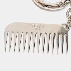 Pre Owned Fendi White Fur Karlito Key Ring / Bag Charm