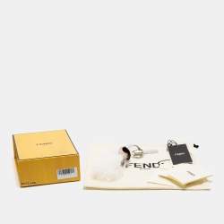 Pre Owned Fendi White Fur Karlito Key Ring / Bag Charm
