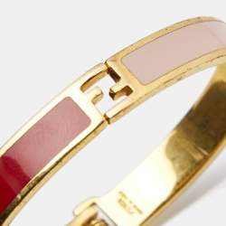 مملوكة مسبقًا سوار فندي فنديستا إيناميل ثنائي اللون ومعدن ذهبي اللون مقاس متوسط (ميديوم)