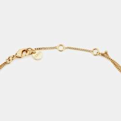 مملوكة مسبقًا Fendi Gold Tone Double Strand Crystal Logo Choker