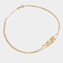 مملوكة مسبقًا Fendi Gold Tone Double Strand Crystal Logo Choker