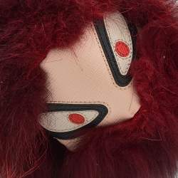 Pre Owned Fendi Red Fur Bag Bugs Leather Key Chain / Bag Charm