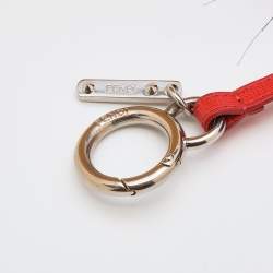 Pre Owned Fendi Red Fur Bag Bugs Leather Key Chain / Bag Charm