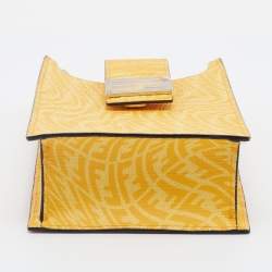 Pre Owned Fendi Yellow FF Vertigo Coated Canvas Phone Holder