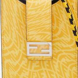 Pre Owned Fendi Yellow FF Vertigo Coated Canvas Phone Holder