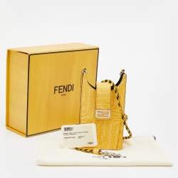 Pre Owned Fendi Yellow FF Vertigo Coated Canvas Phone Holder