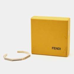 Fendi Baguette Two Tone Open Cuff Bracelet M