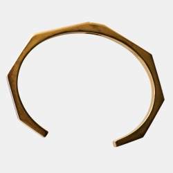 Fendi Baguette Enamel Gold Tone Open Cuff Bracelet M