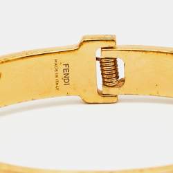 Pre Owned Fendi Fendista Bicolor Enamel Gold Tone Bracelet M