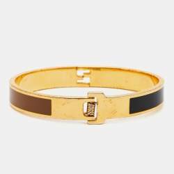 Pre Owned Fendi Fendista Bicolor Enamel Gold Tone Bracelet M