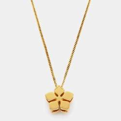 Pre Owned Fendi  Blossom Flower Two Tone Pedant Necklace