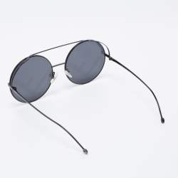 Pre Owned Fendi Black Tone/Grey Logo Mirrored FF 0285/S Round Sunglasses