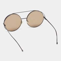 Pre Owned Fendi Brown Tone/ Brown Mirrored Monogram FF 0285/S Round Run Away Sunglasses