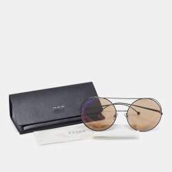 Pre Owned Fendi Brown Tone/ Brown Mirrored Monogram FF 0285/S Round Run Away Sunglasses