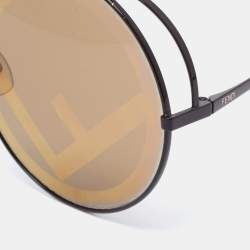 Pre Owned Fendi Brown Tone/ Brown Mirrored Monogram FF 0285/S Round Run Away Sunglasses
