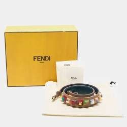 Pre Owned Fendi Beige Leather Studded Strap You Shoulder Bag Strap