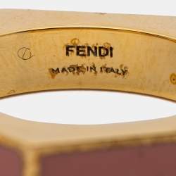 Fendi Pink Enamel Baguette Bracelet & Ring Set S