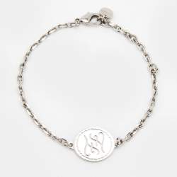 Fendi Silver Tone FF Tag Chain Bracelet