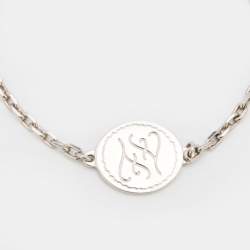 Fendi Silver Tone FF Tag Chain Bracelet