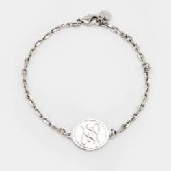 Fendi Silver Tone FF Tag Chain Bracelet