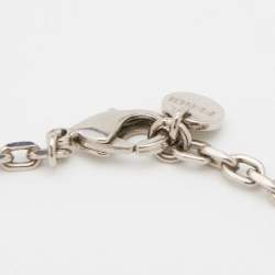 Fendi Silver Tone FF Tag Chain Bracelet