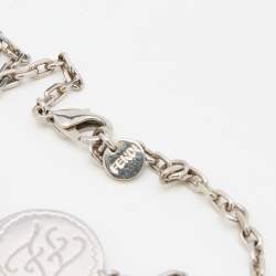 Fendi Silver Tone FF Tag Chain Bracelet