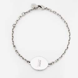 Fendi Silver Tone FF Tag Chain Bracelet