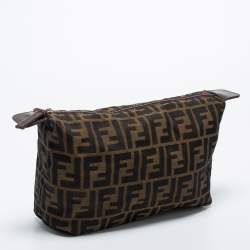 Pre Owned Fendi Tobacc Zucca Canvas Cosmetic Pouch