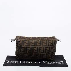 Pre Owned Fendi Tobacc Zucca Canvas Cosmetic Pouch