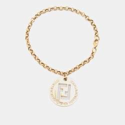مملوكة مسبقًا Fendi Gold Tone Identification Charm Bracelet