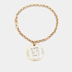 مملوكة مسبقًا Fendi Gold Tone Identification Charm Bracelet