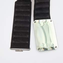 Fendi Black Suede Wide Mirror Buckle Belt 65CM