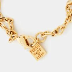 Pre Owned Fendi Gold Tone Triple Pyramid Chain Bracelet