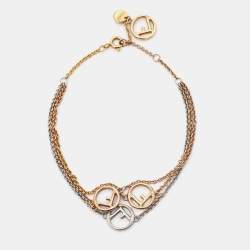 Pre Owned Fendi F is Fendi Three Tone Layered Bracelet