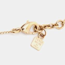Fendi Gold Tone Crystal Cube Station Bracelet