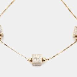 Fendi Gold Tone Crystal Cube Station Bracelet