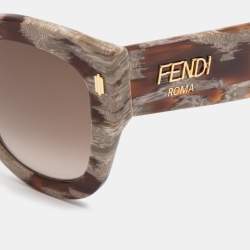 Pre Owned Fendi Brown FF0435L Gradient Cat Eye Sunglasses