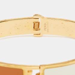 Pre Owned Fendi The Fendista Bicolor Enamel Gold Tone Bracelet M